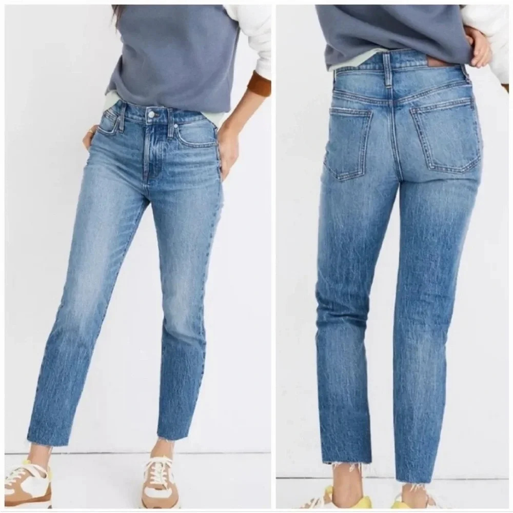 Madewell High Waist The Perfect Vintage Raw Hem Crop Ankle Jeans Size 24